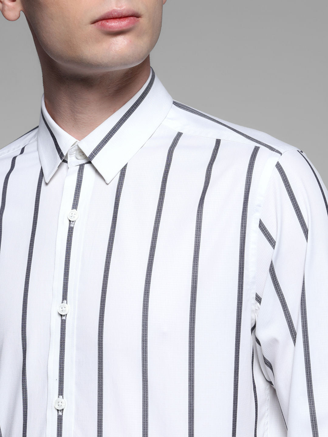 White Striped Full Sleeves Shirt