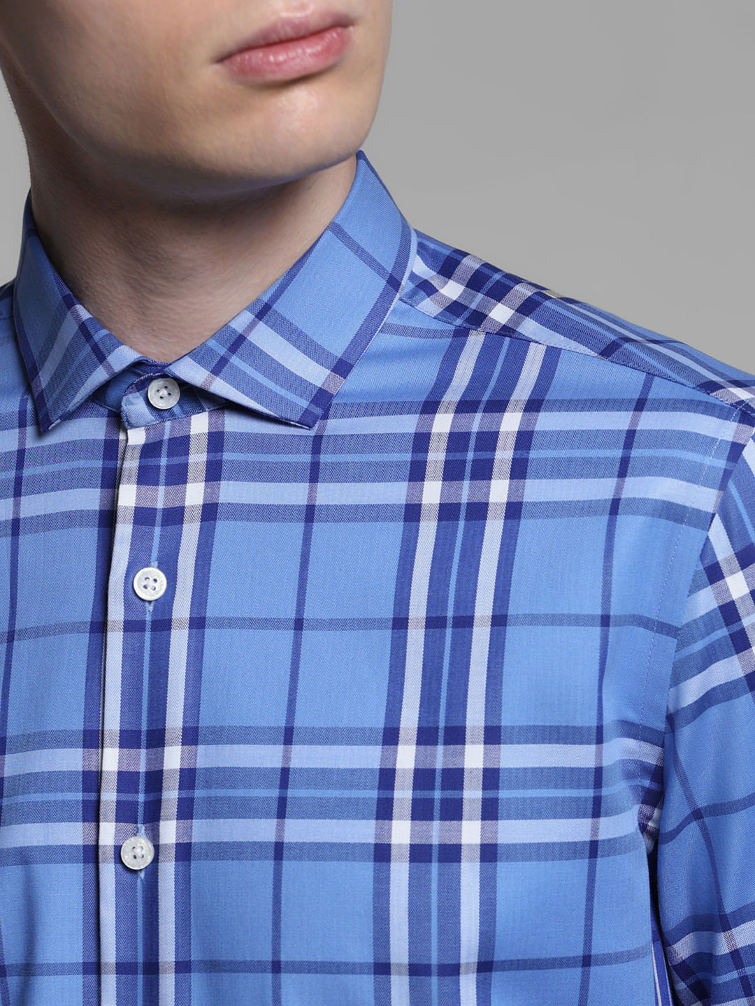 BLUE CHECK PRINT SHIRT