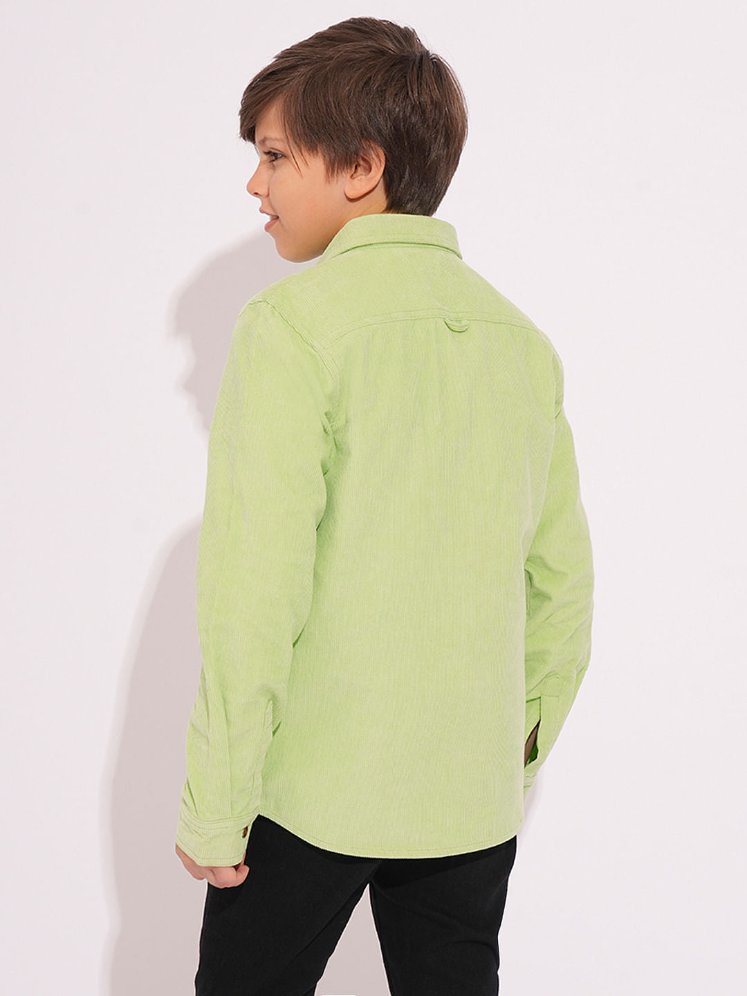 Boys Pastel Green Corduroy Shirt
