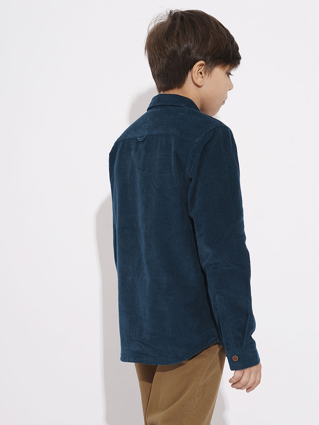 Boys Navy Blue Corduroy Shirt