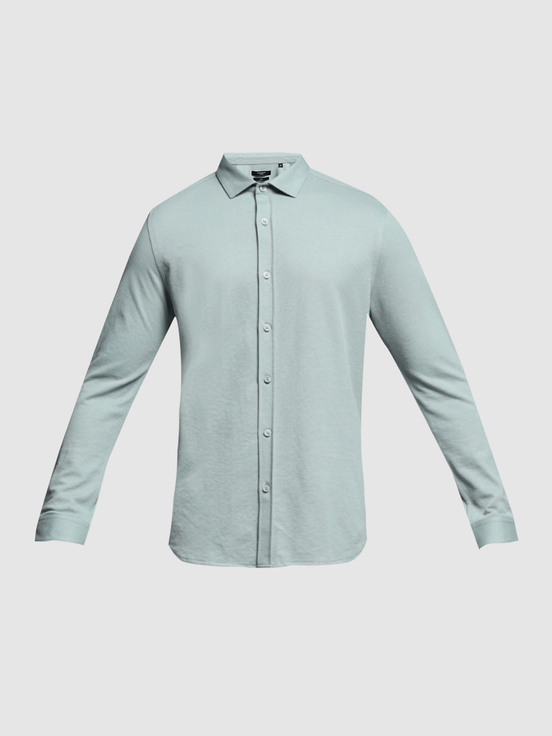 Green Knitted Full Sleeves Shirt