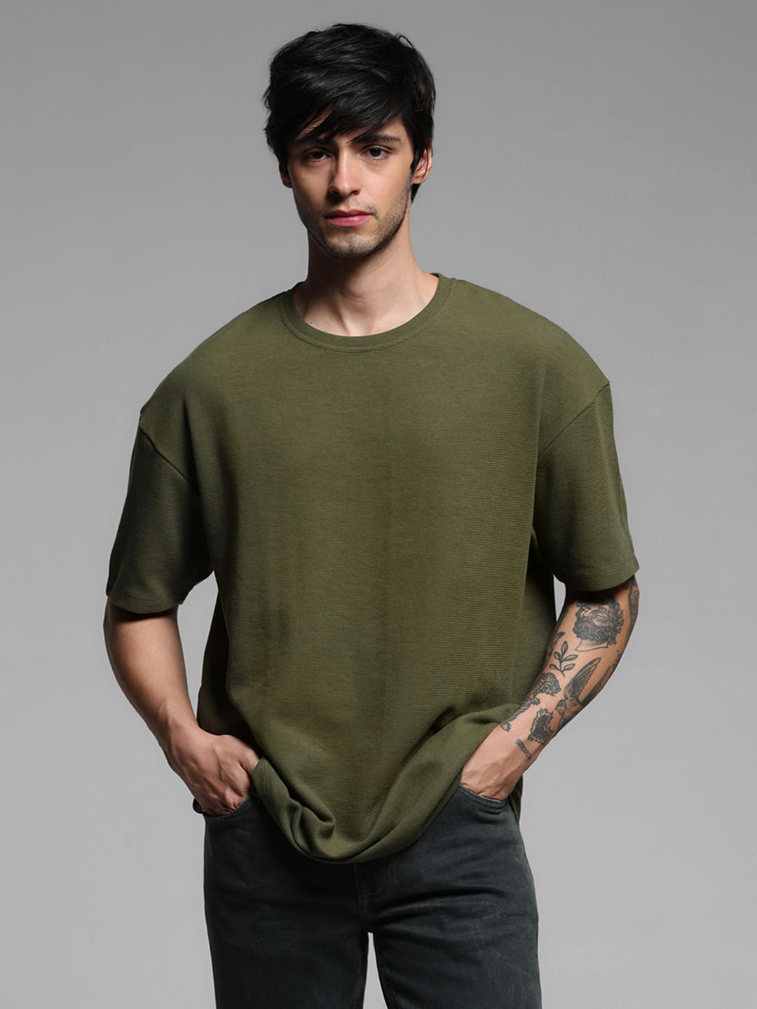 GREEN OVERSIZED COTTON T-SHIRT
