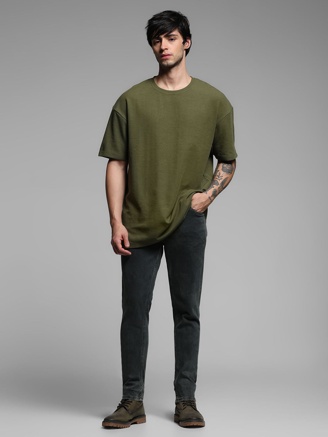 GREEN OVERSIZED COTTON T-SHIRT