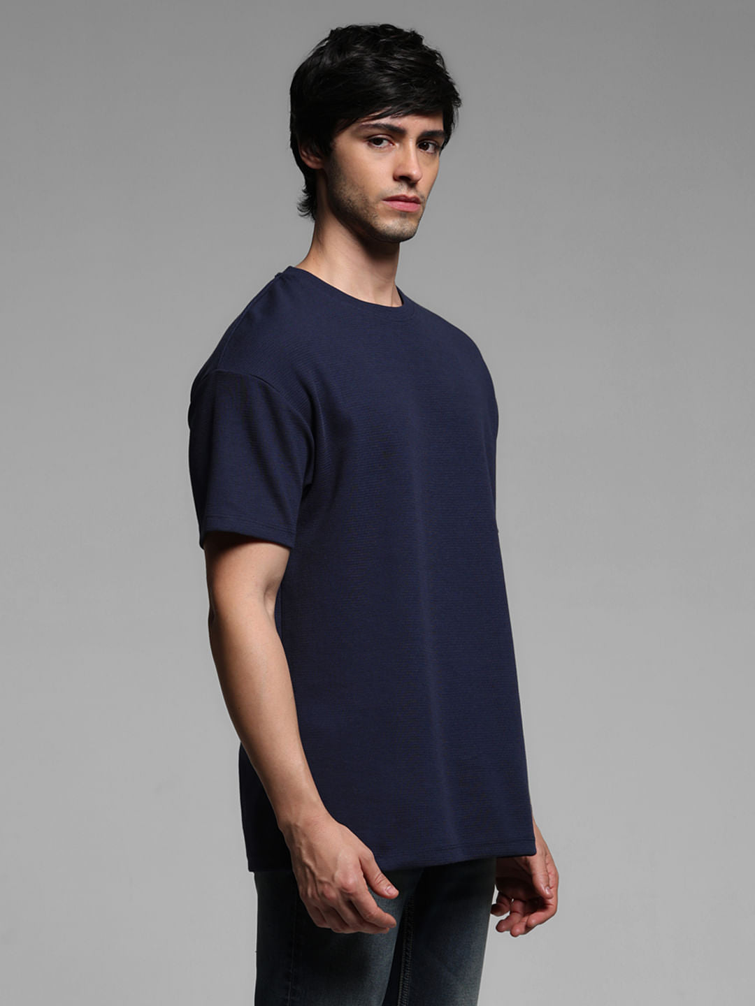 BLUE OVERSIZED COTTON T-SHIRT