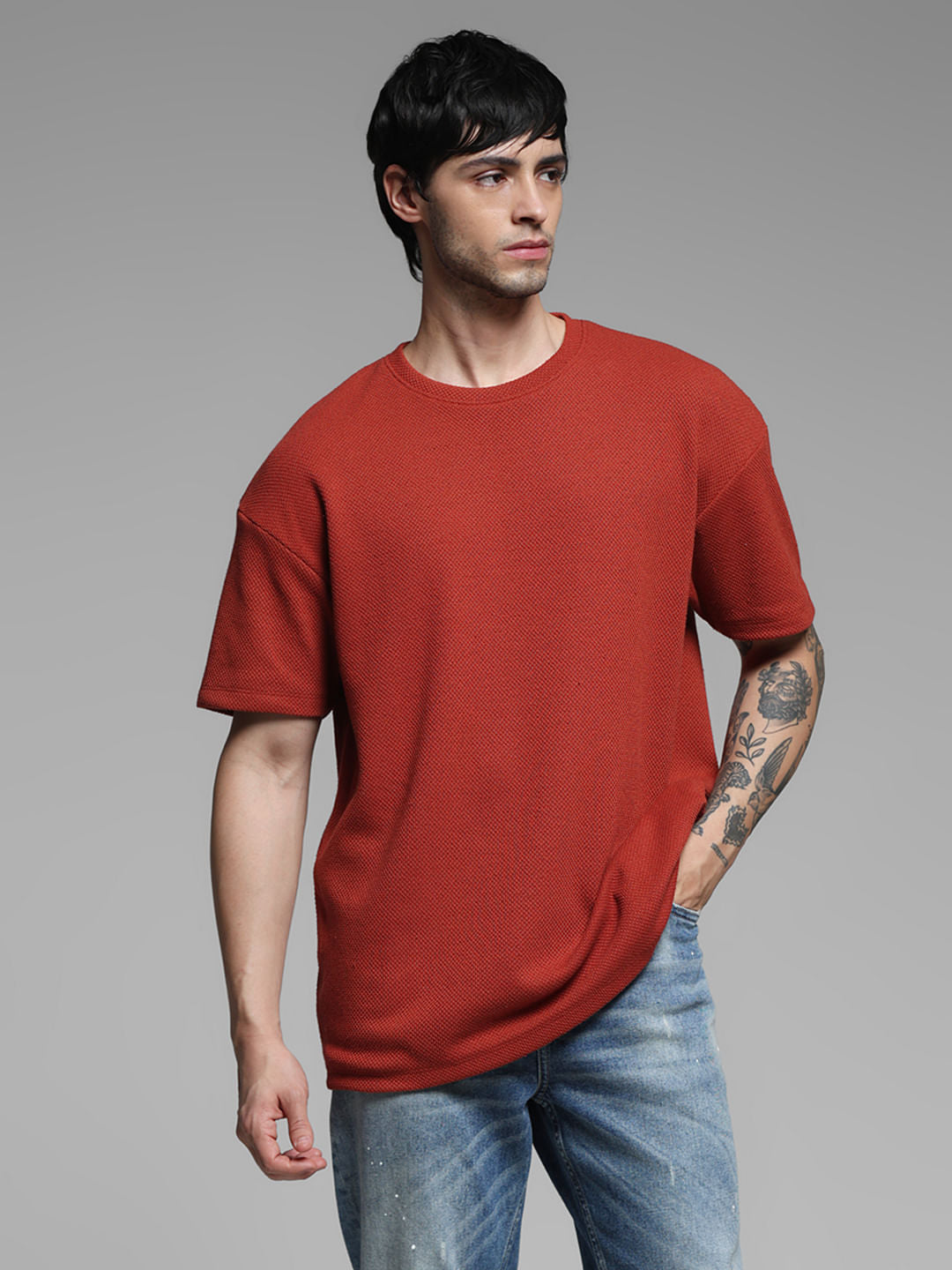 Dark Red Crew Neck T-shirt