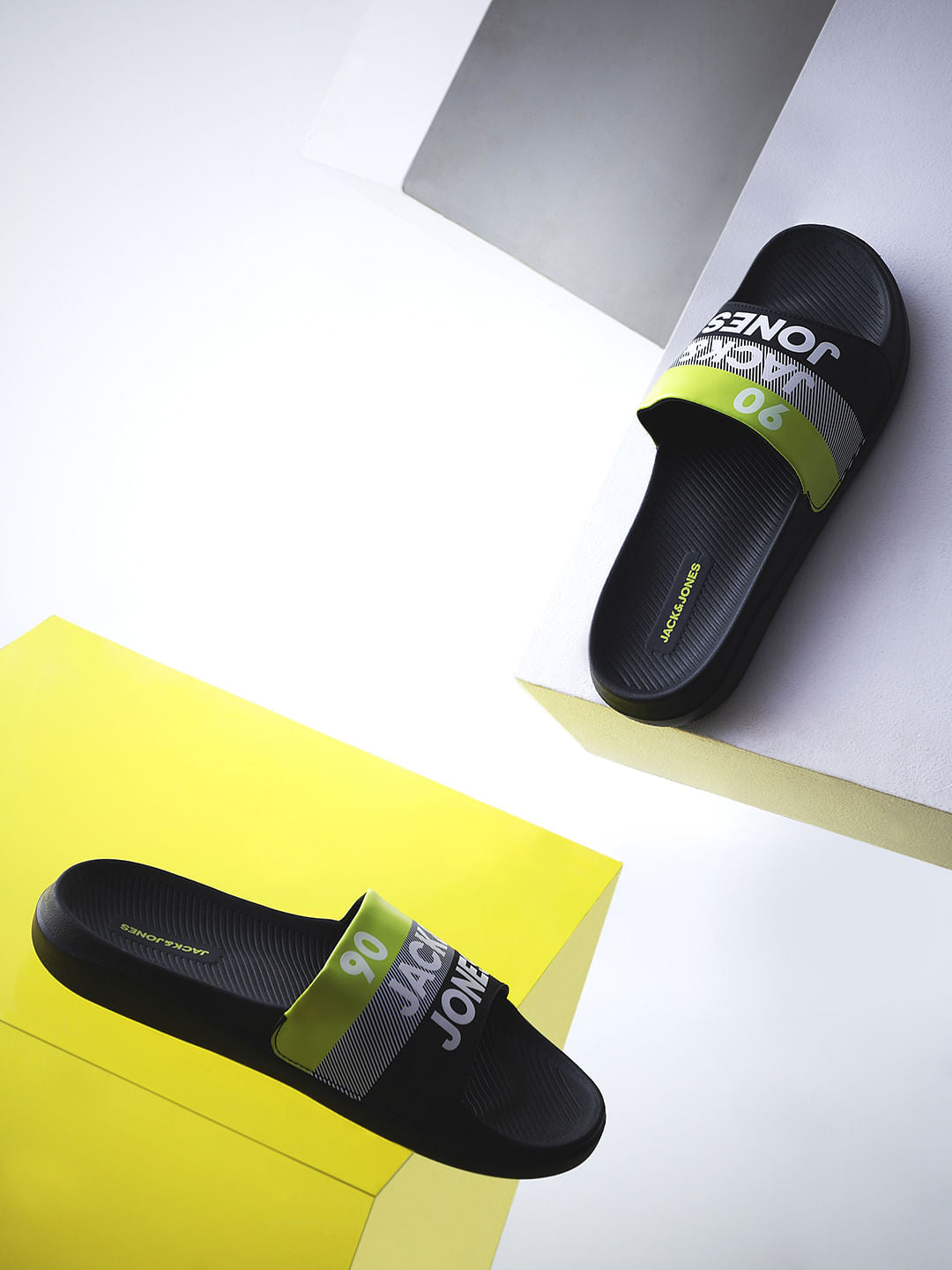 Black Logo Print Pool Sliders - 40