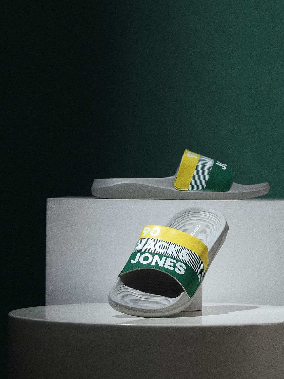 Grey Logo Print Pool Sliders - 40