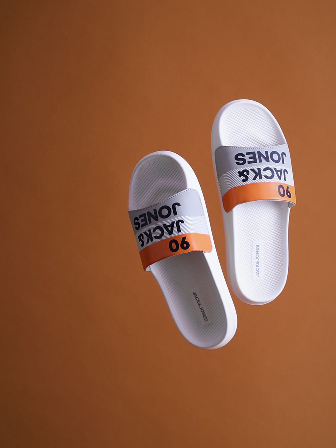 White Logo Print Pool Sliders - 40