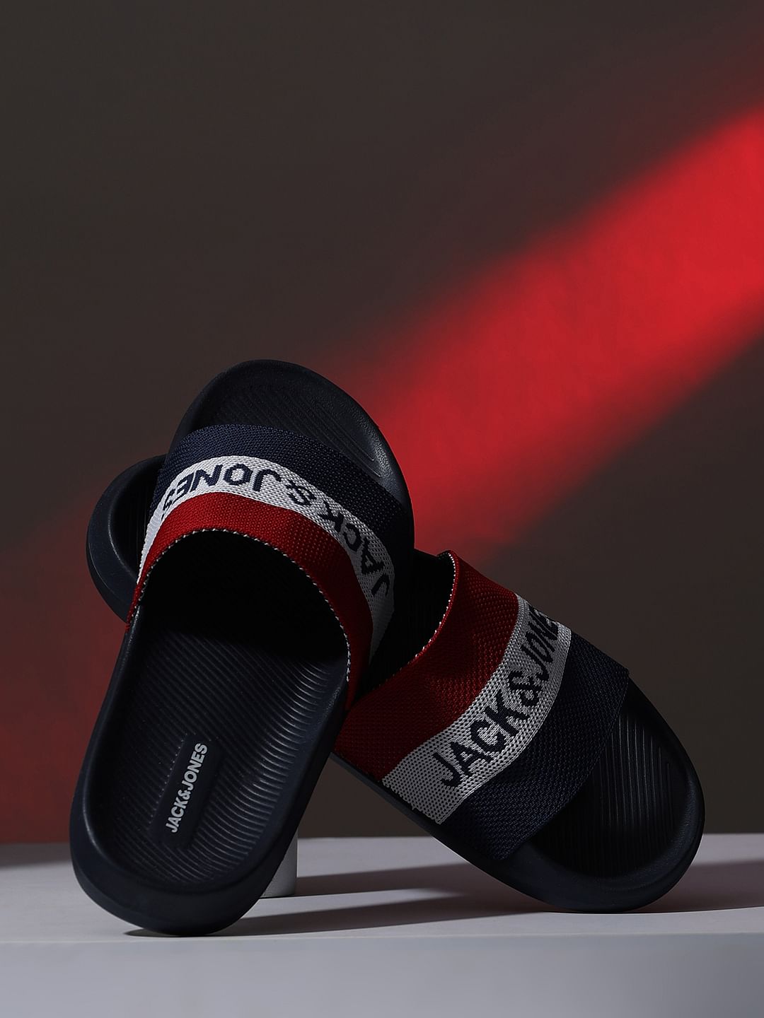 Navy Blue Printed Pool Sliders