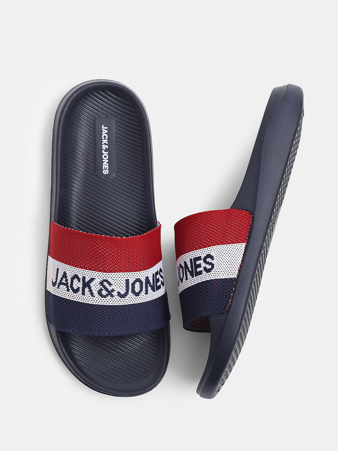 Navy Blue Printed Pool Sliders