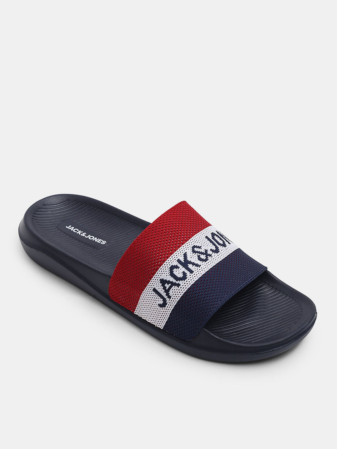 Navy Blue Printed Pool Sliders