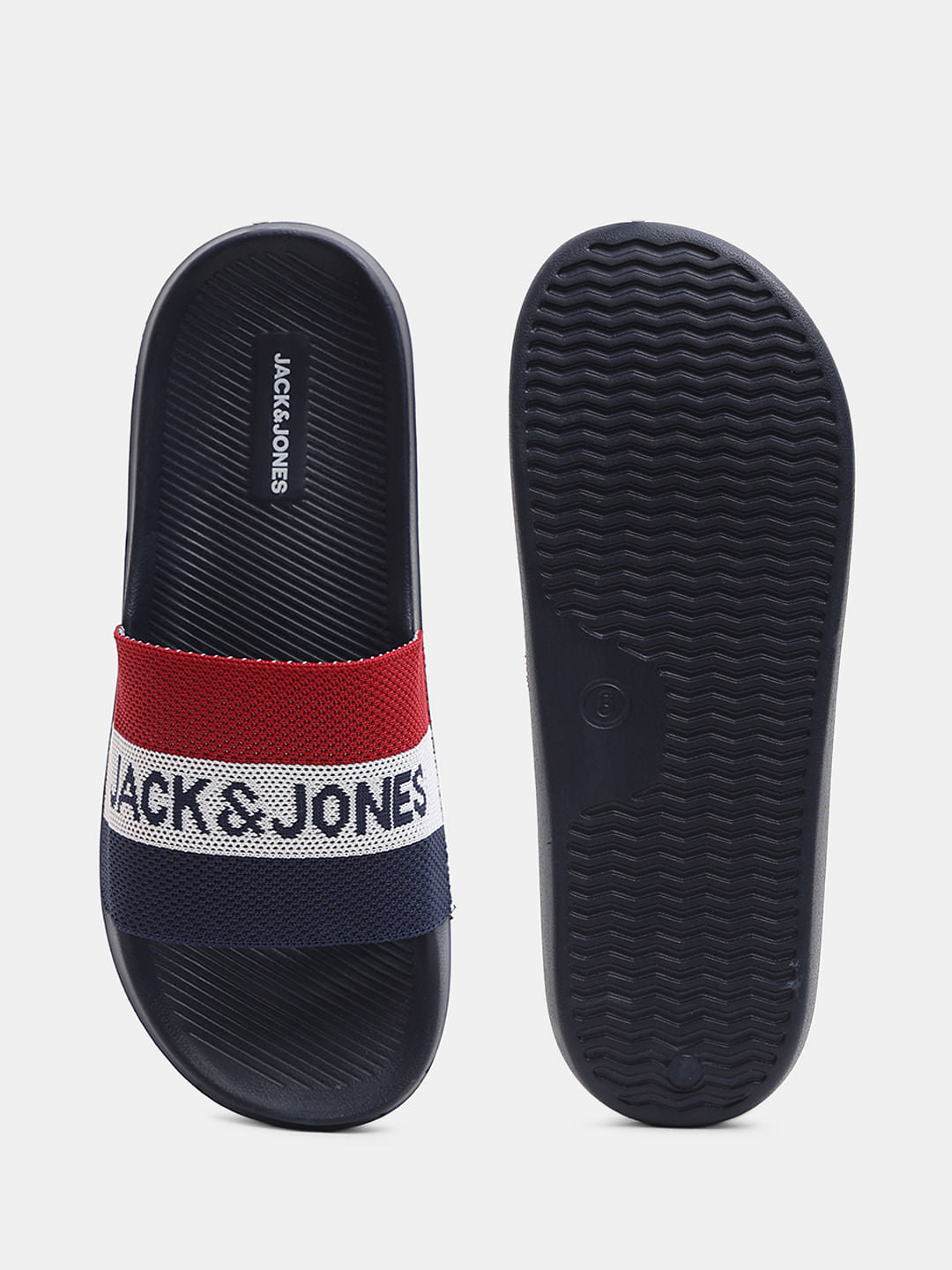 Navy Blue Printed Pool Sliders