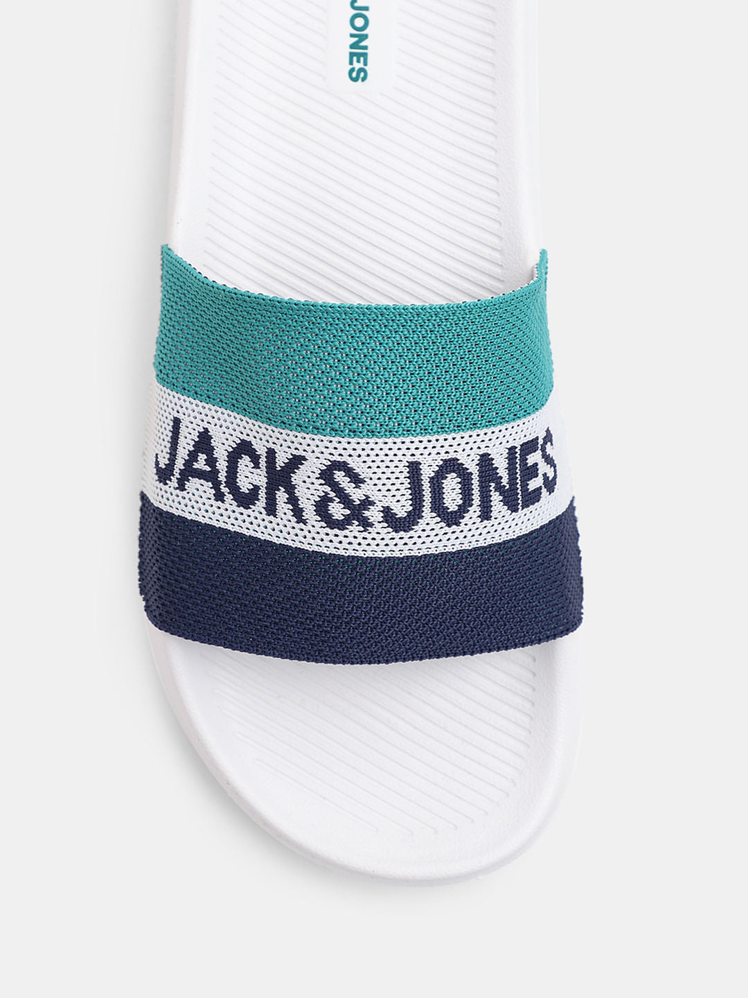 White Logo Print Pool Sliders