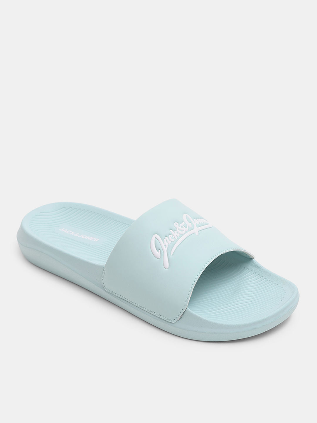 Green Logo Print Pool Sliders