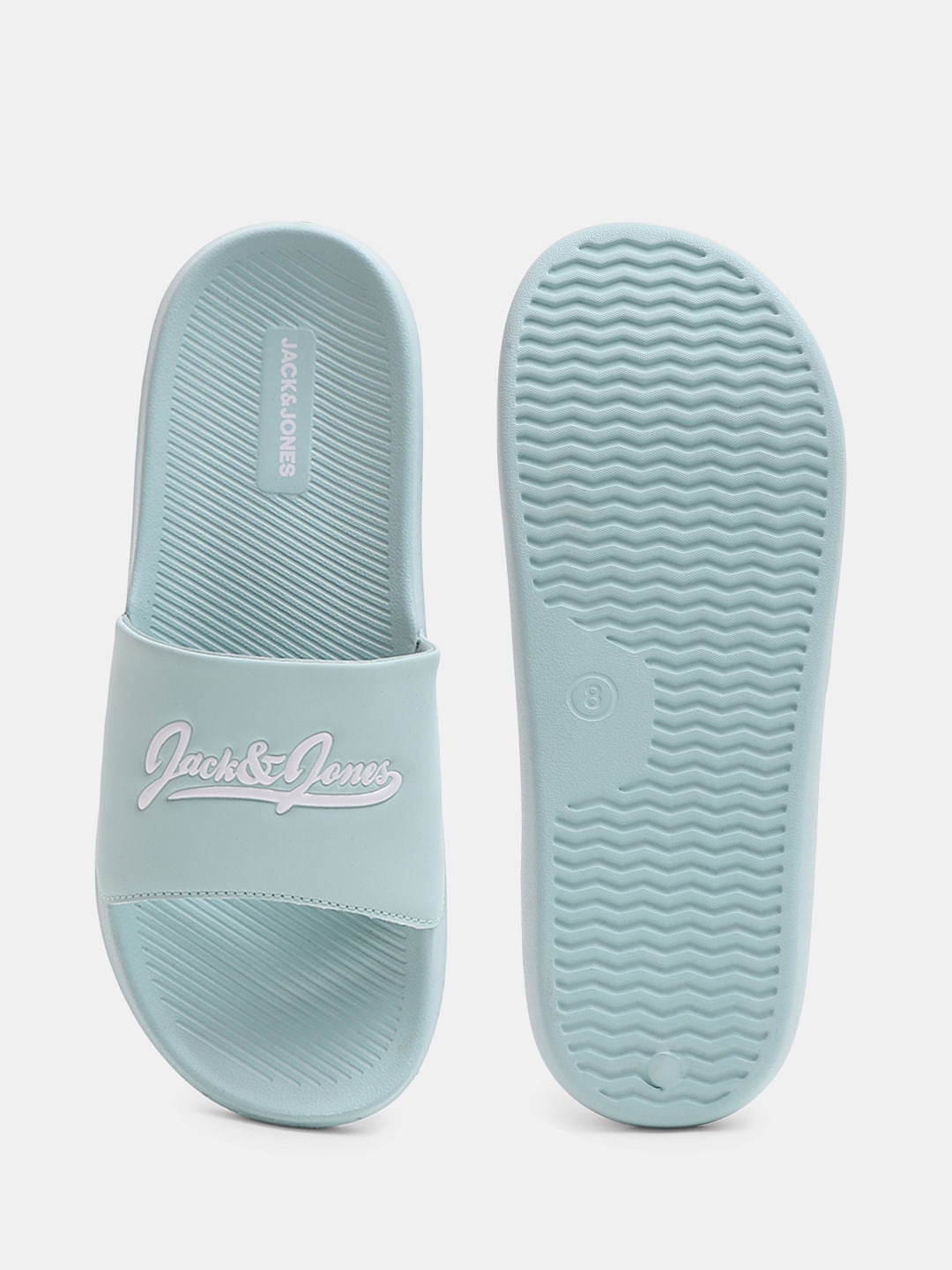 Green Logo Print Pool Sliders