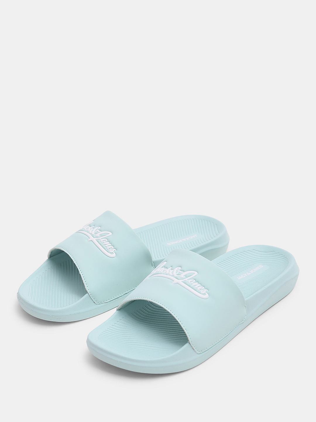 Green Logo Print Pool Sliders