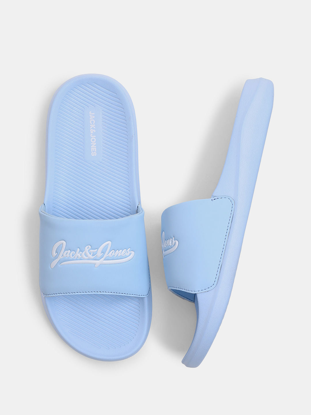 Blue Logo Print Pool Sliders