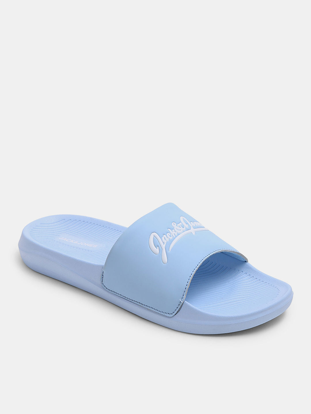 Blue Logo Print Pool Sliders