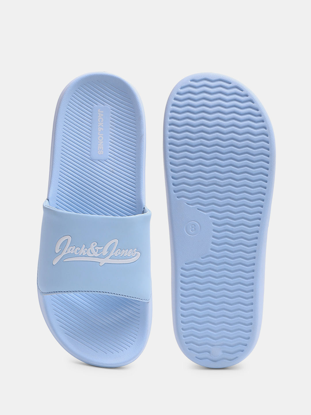 Blue Logo Print Pool Sliders