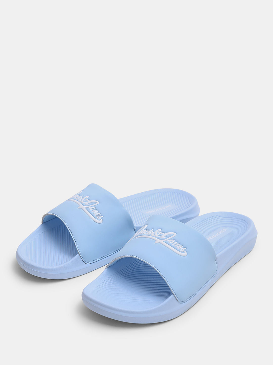 Blue Logo Print Pool Sliders
