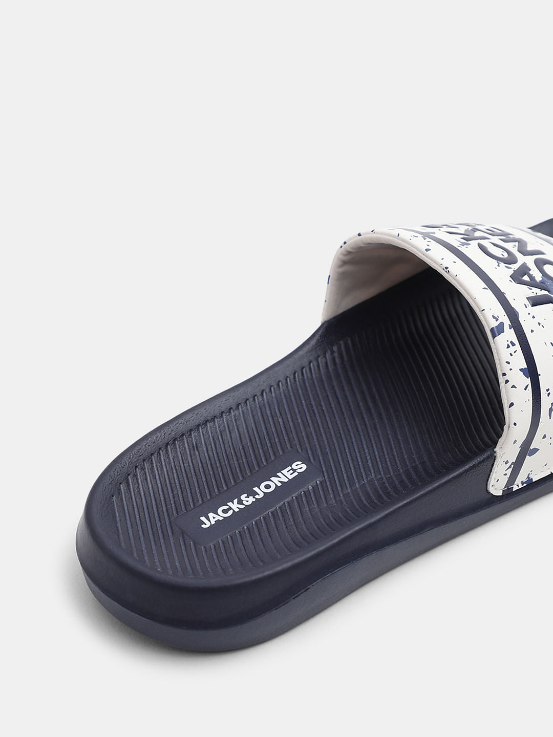 Navy Blue Logo Print Pool Sliders