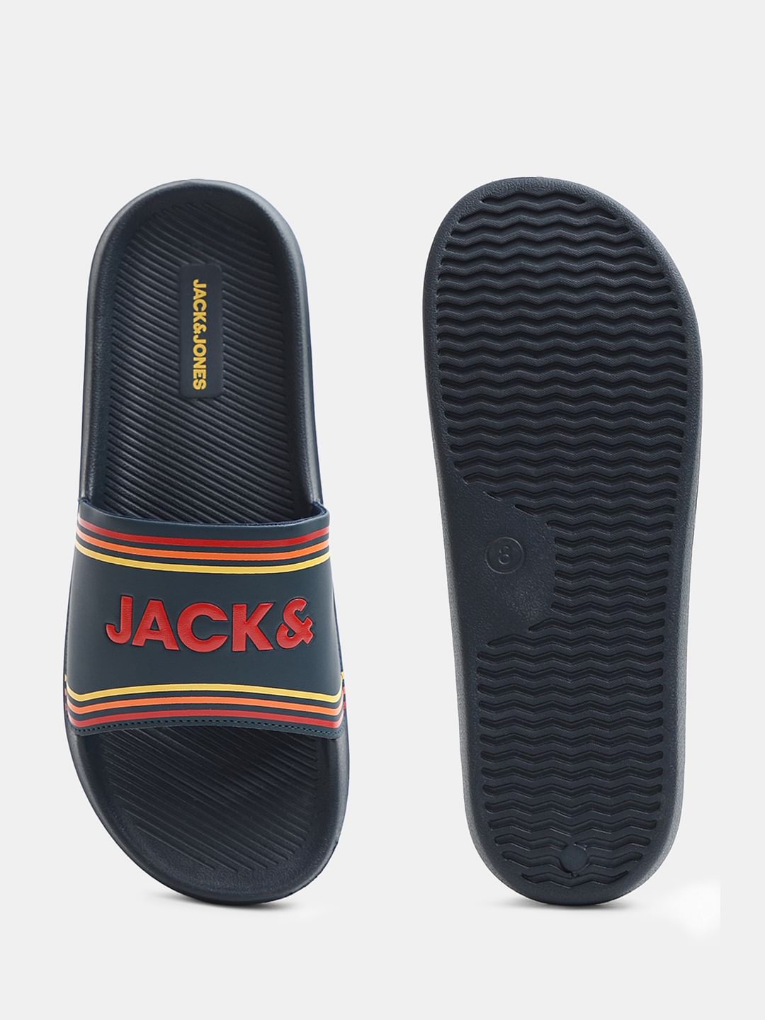 Green Multicolour Logo Print Pool Sliders