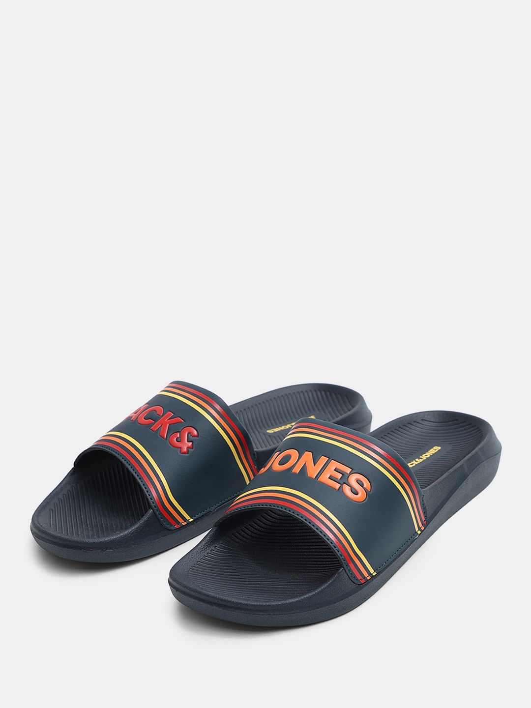 Green Multicolour Logo Print Pool Sliders