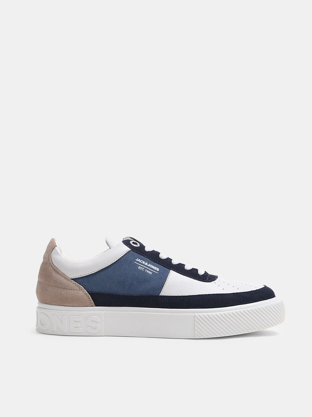 White Suede Detail Colourblocked Sneakers