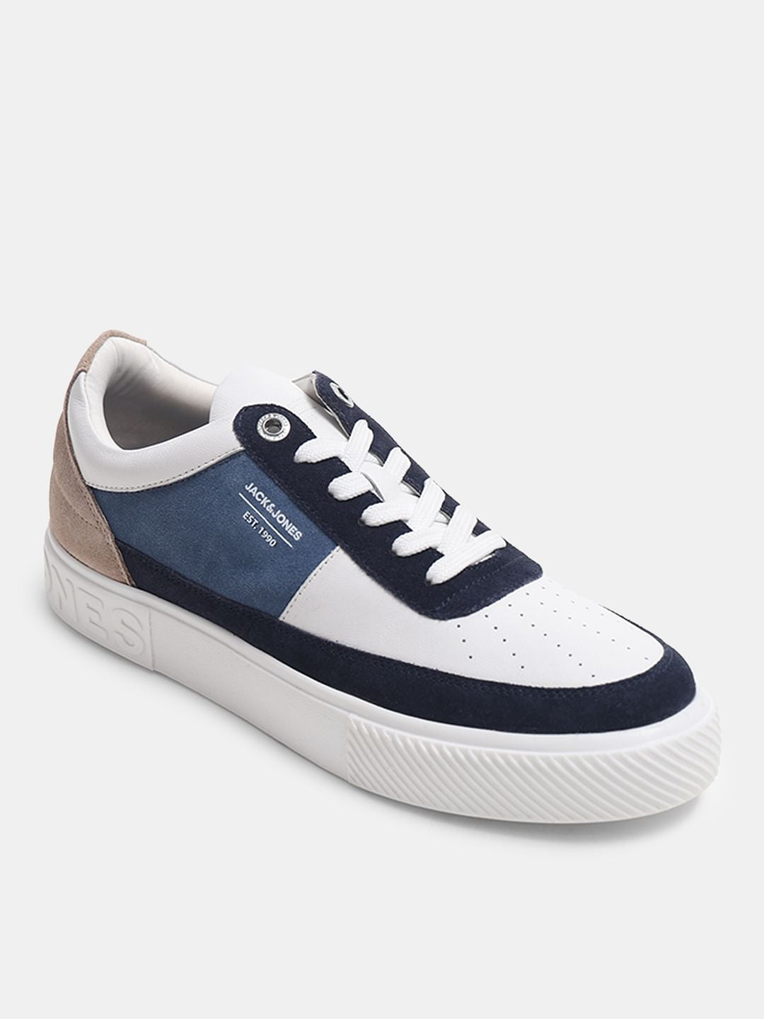 White Suede Detail Colourblocked Sneakers