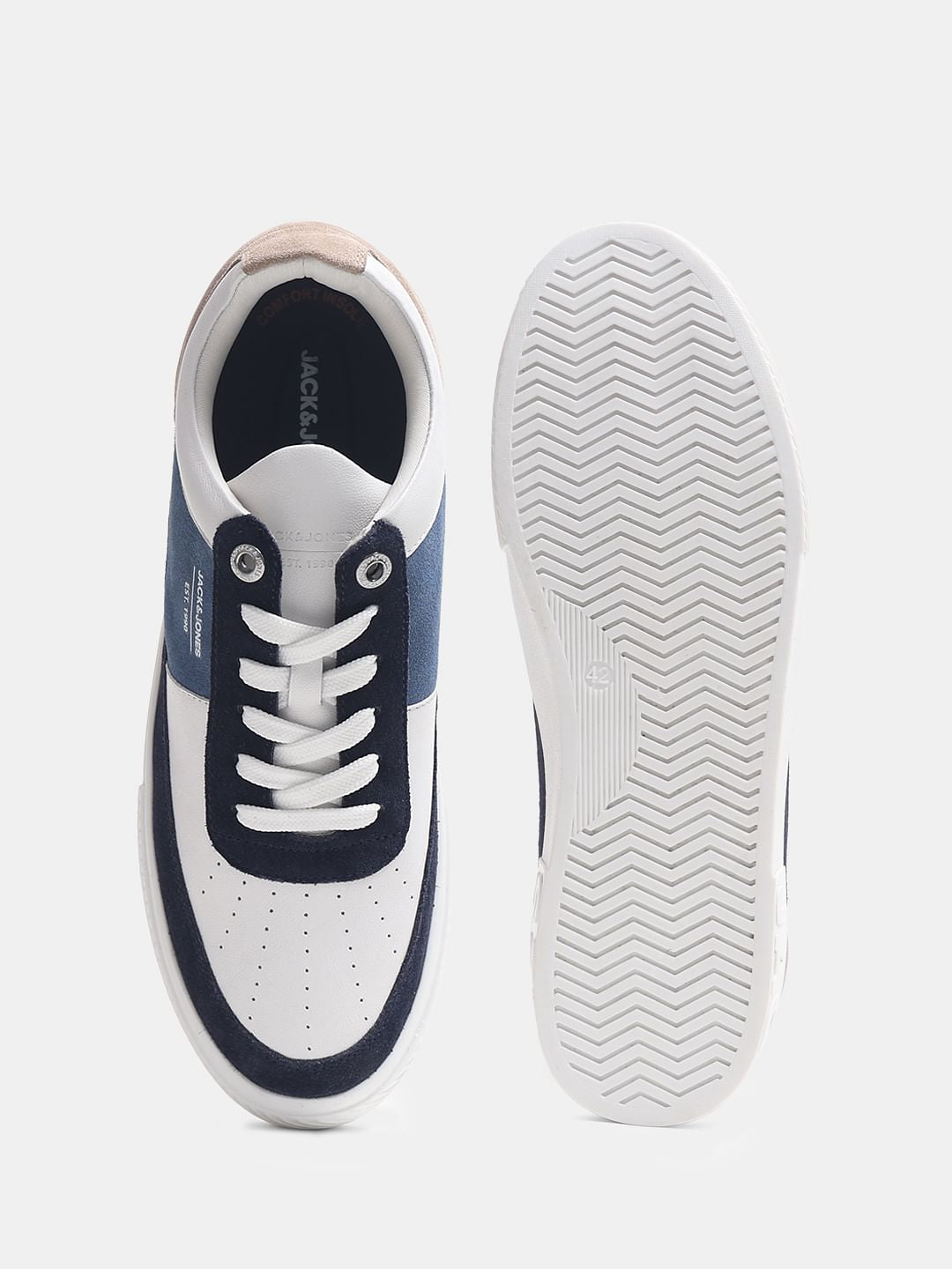 White Suede Detail Colourblocked Sneakers