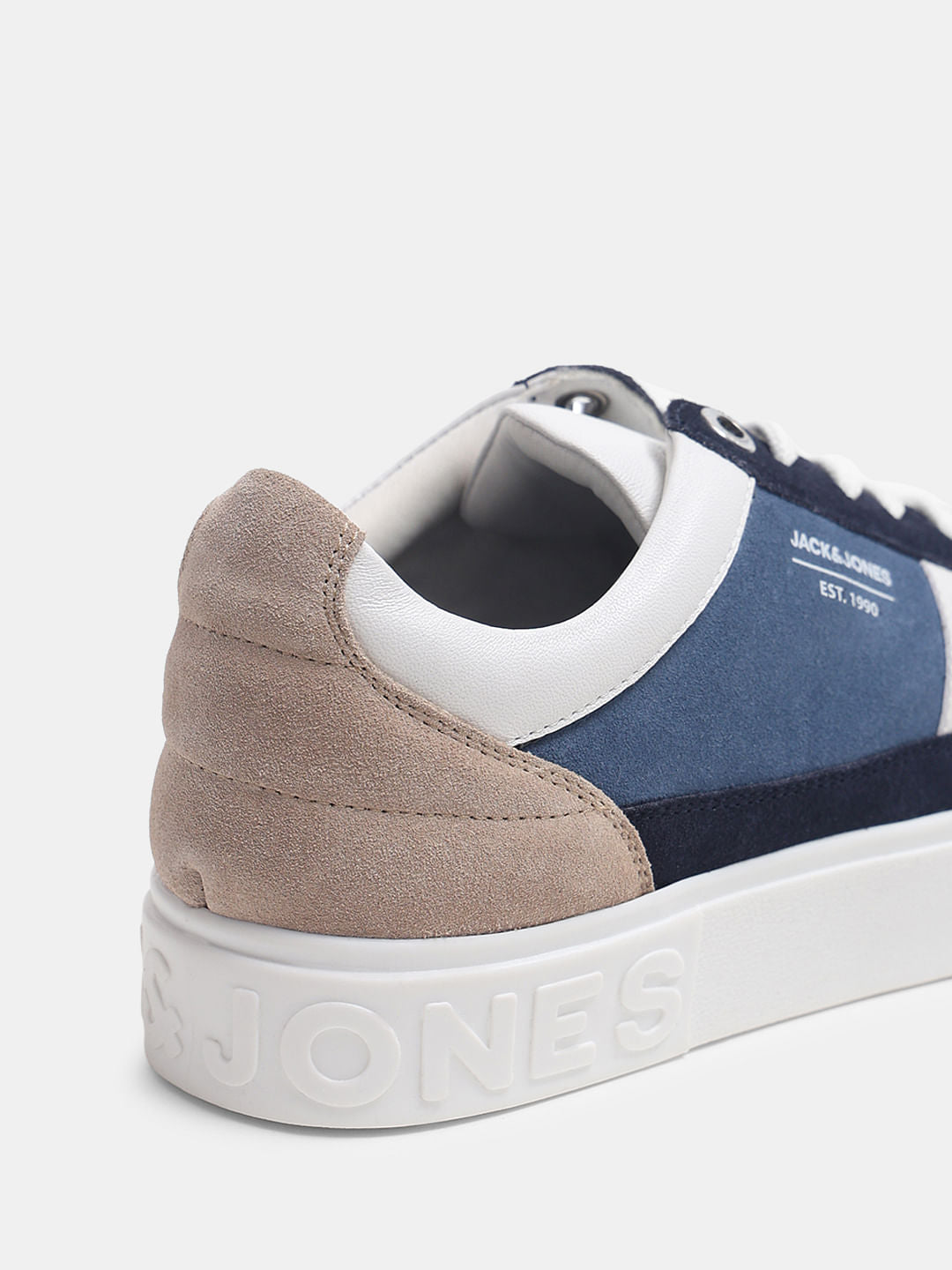 White Suede Detail Colourblocked Sneakers