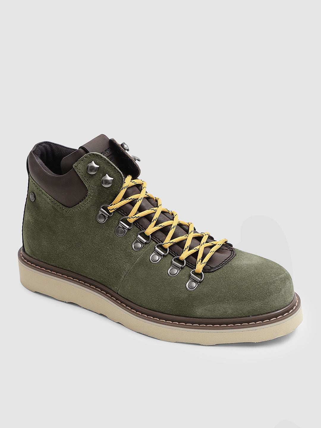 Green Hi-Top Suede Boots