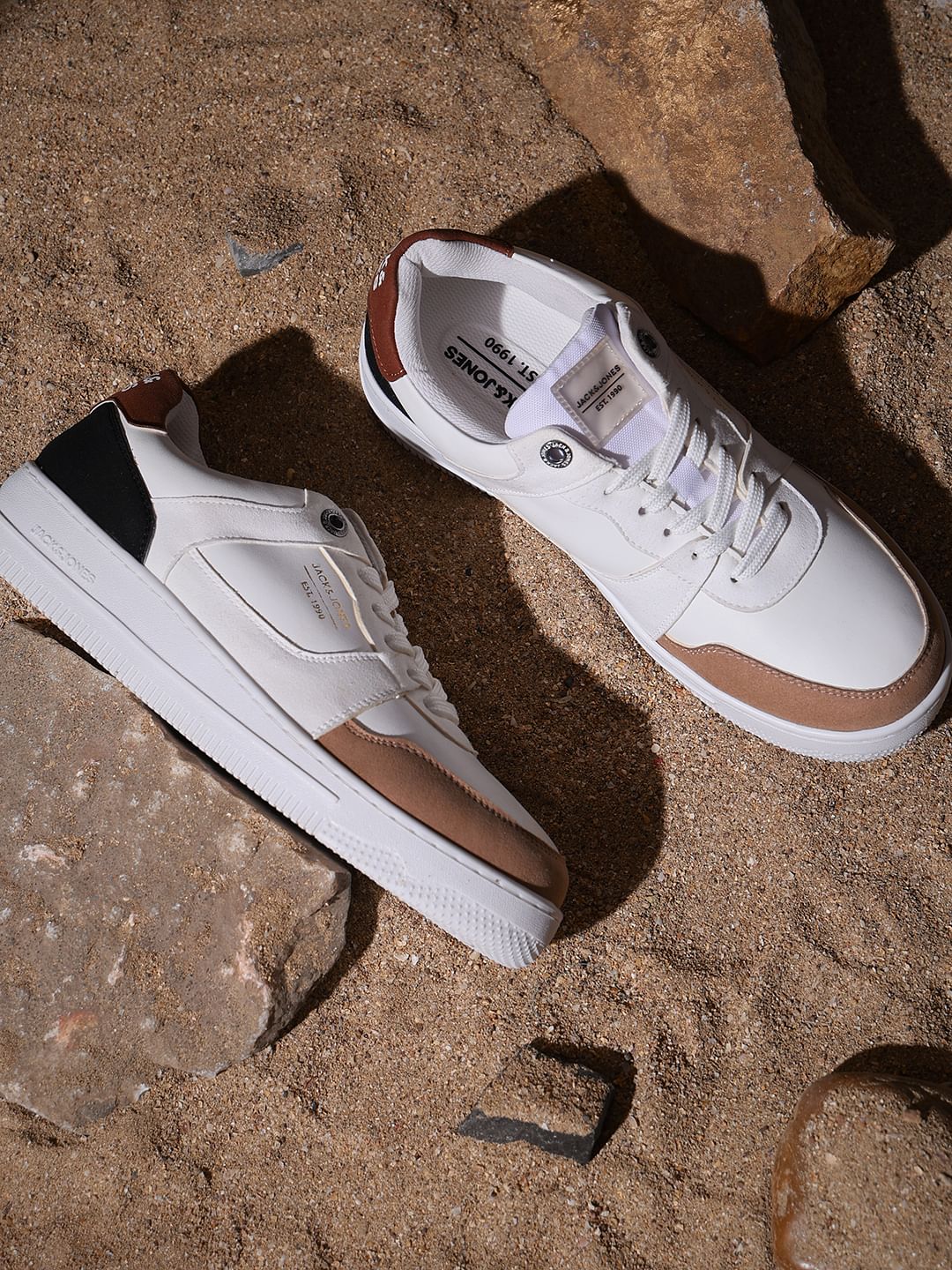 White Colourblocked Sneakers