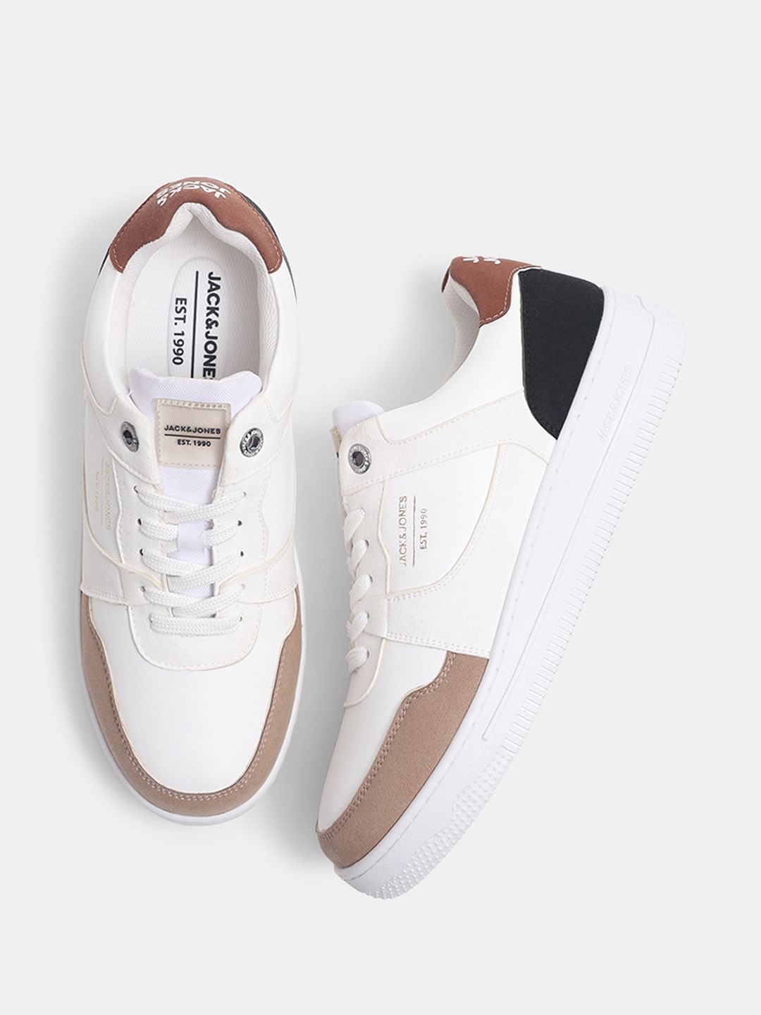White Colourblocked Sneakers