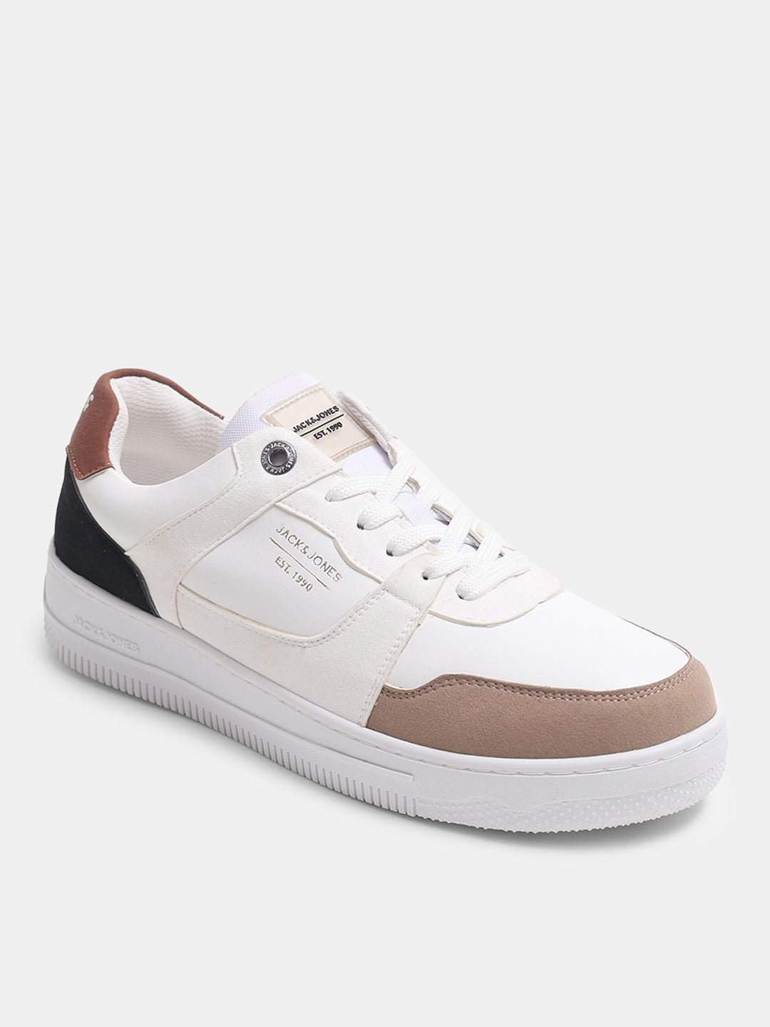 White Colourblocked Sneakers