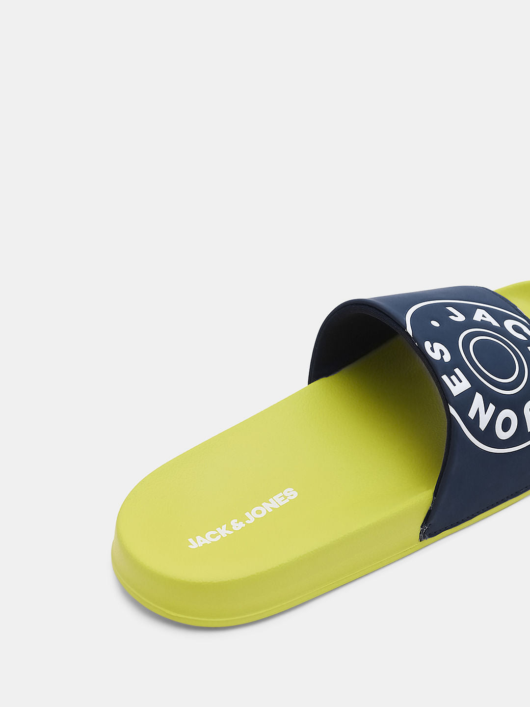 Lime Yellow Logo Print Pool Sliders