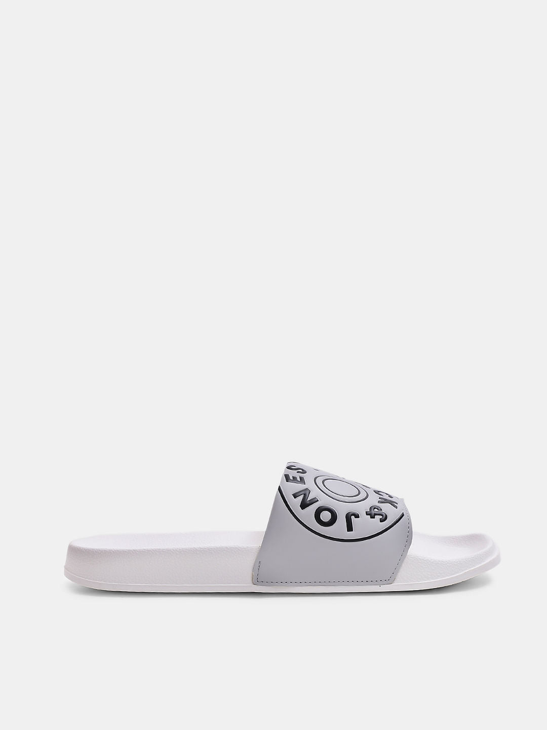 White Logo Print Pool Sliders