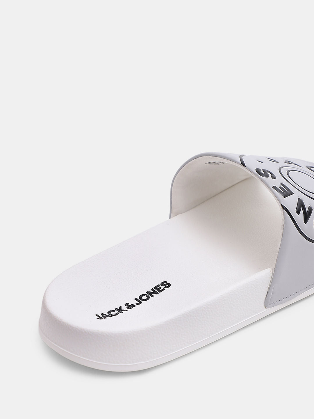 White Logo Print Pool Sliders