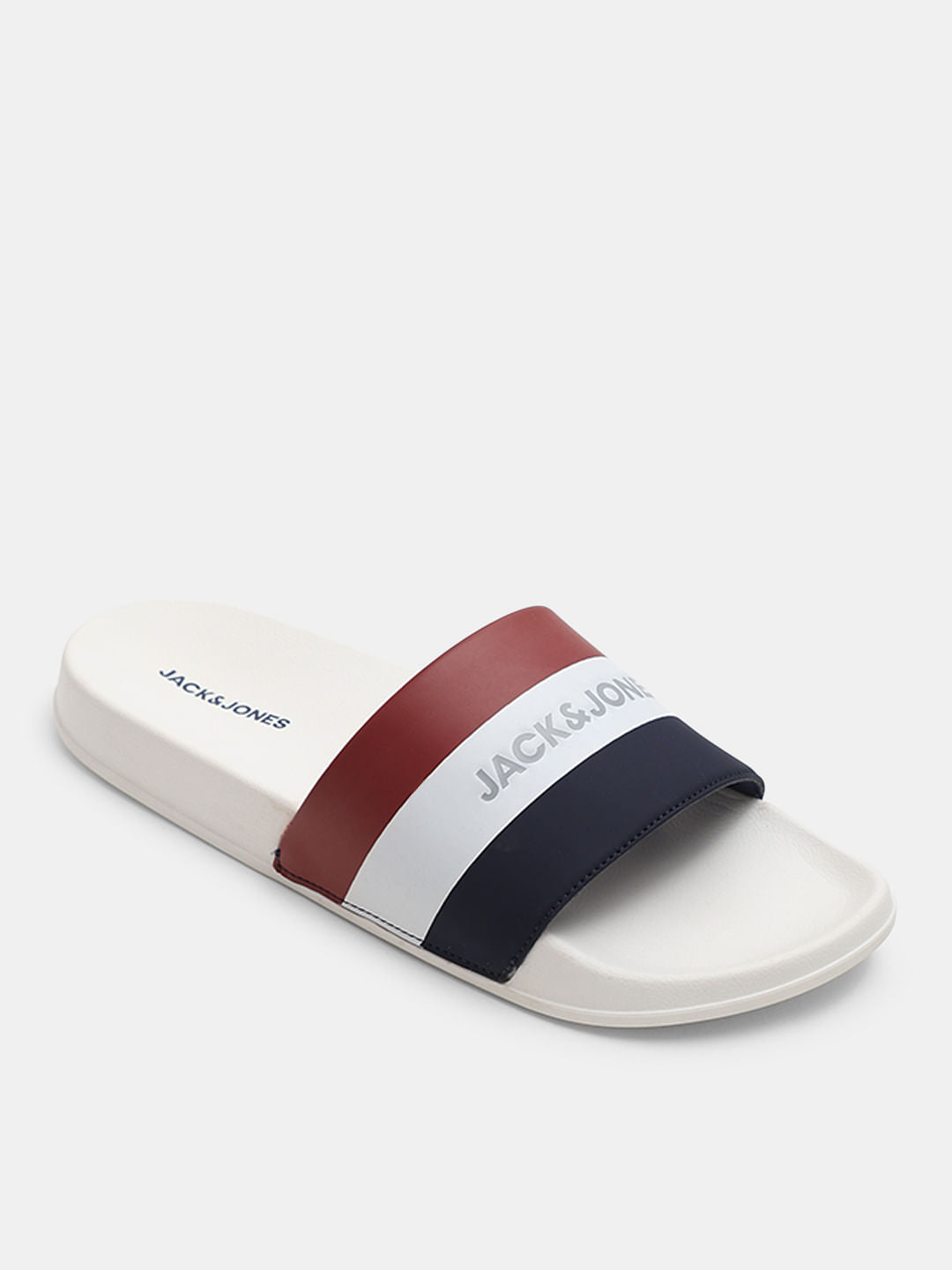 White Striped Pool Sliders