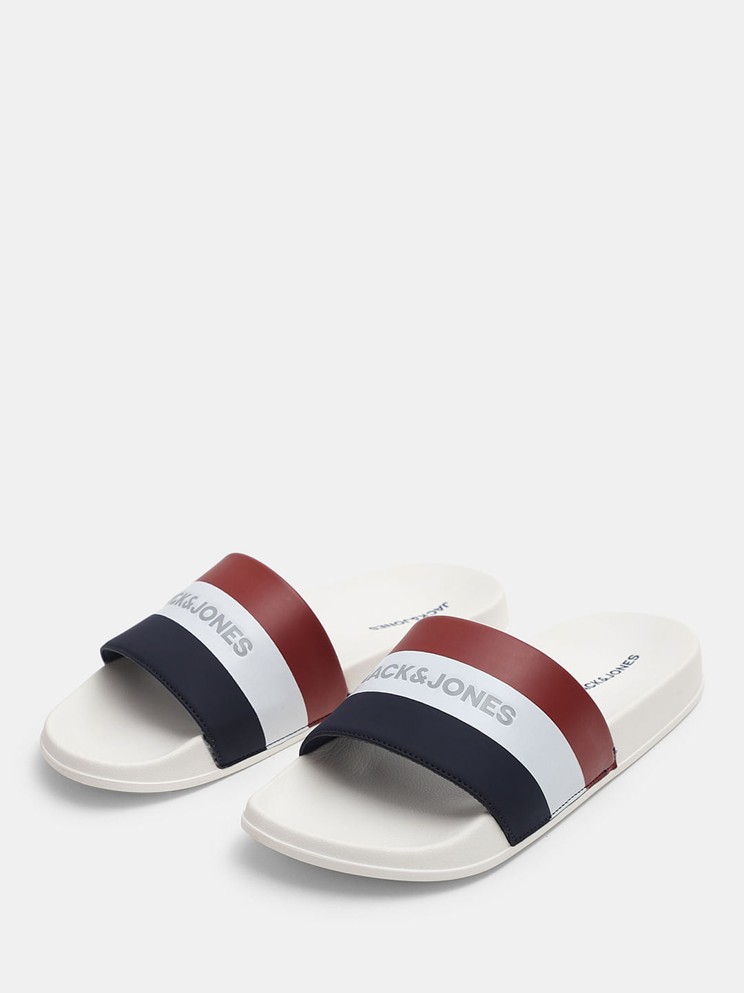 White Striped Pool Sliders