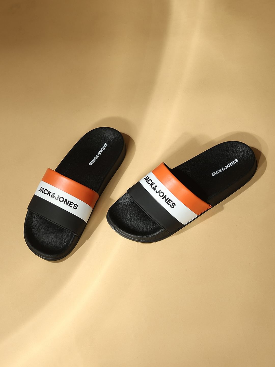Black Striped Pool Sliders - 40