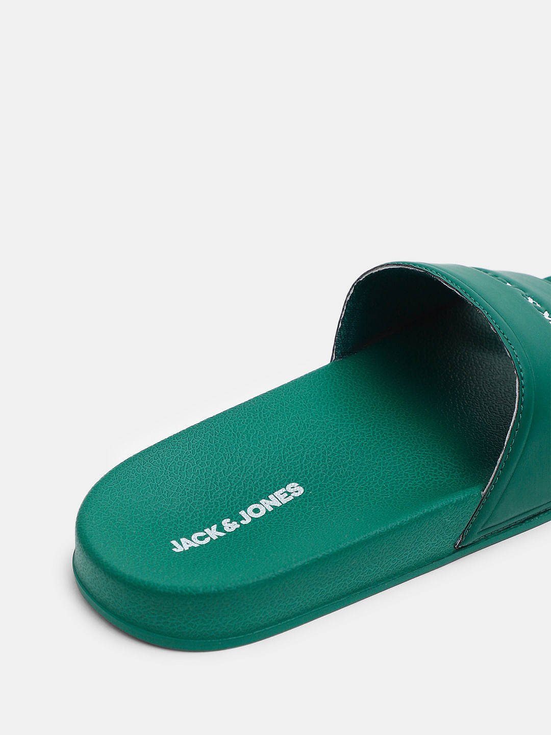 Green Small Logo Print Pool Sliders
