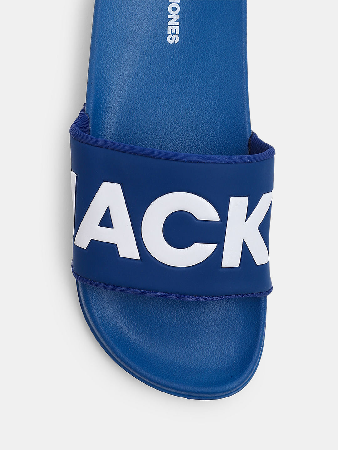 Blue Big Logo Print Pool Sliders