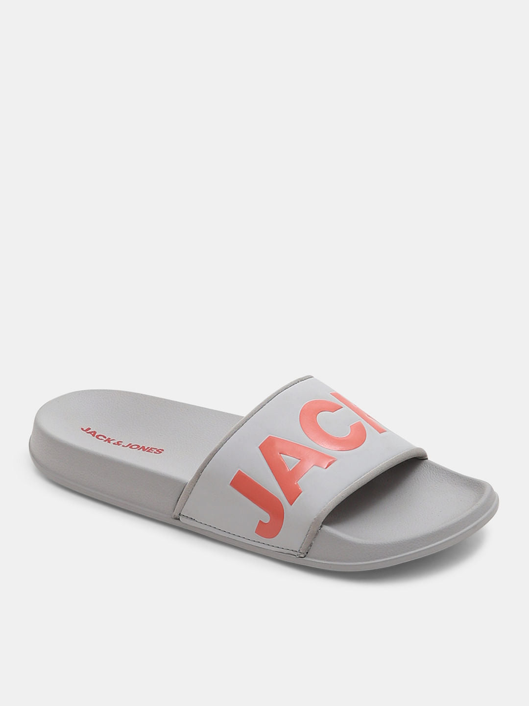 Grey Logo Print Pool Sliders