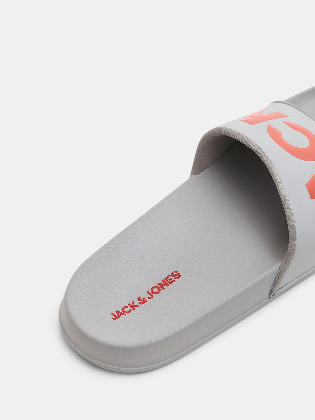 Grey Logo Print Pool Sliders