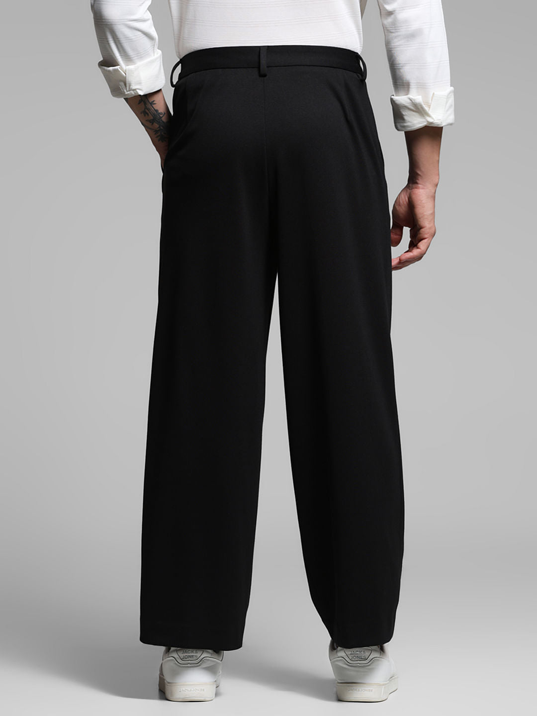 Black Mid Rise Regular Fit Pants