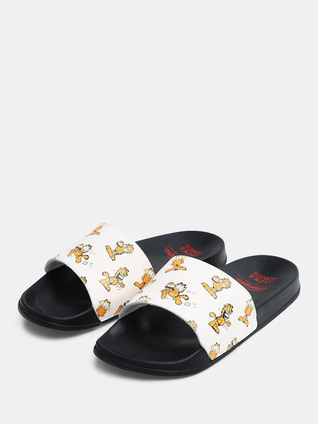 JACK&JONES X GARFIELD Black Printed Pool Sliders