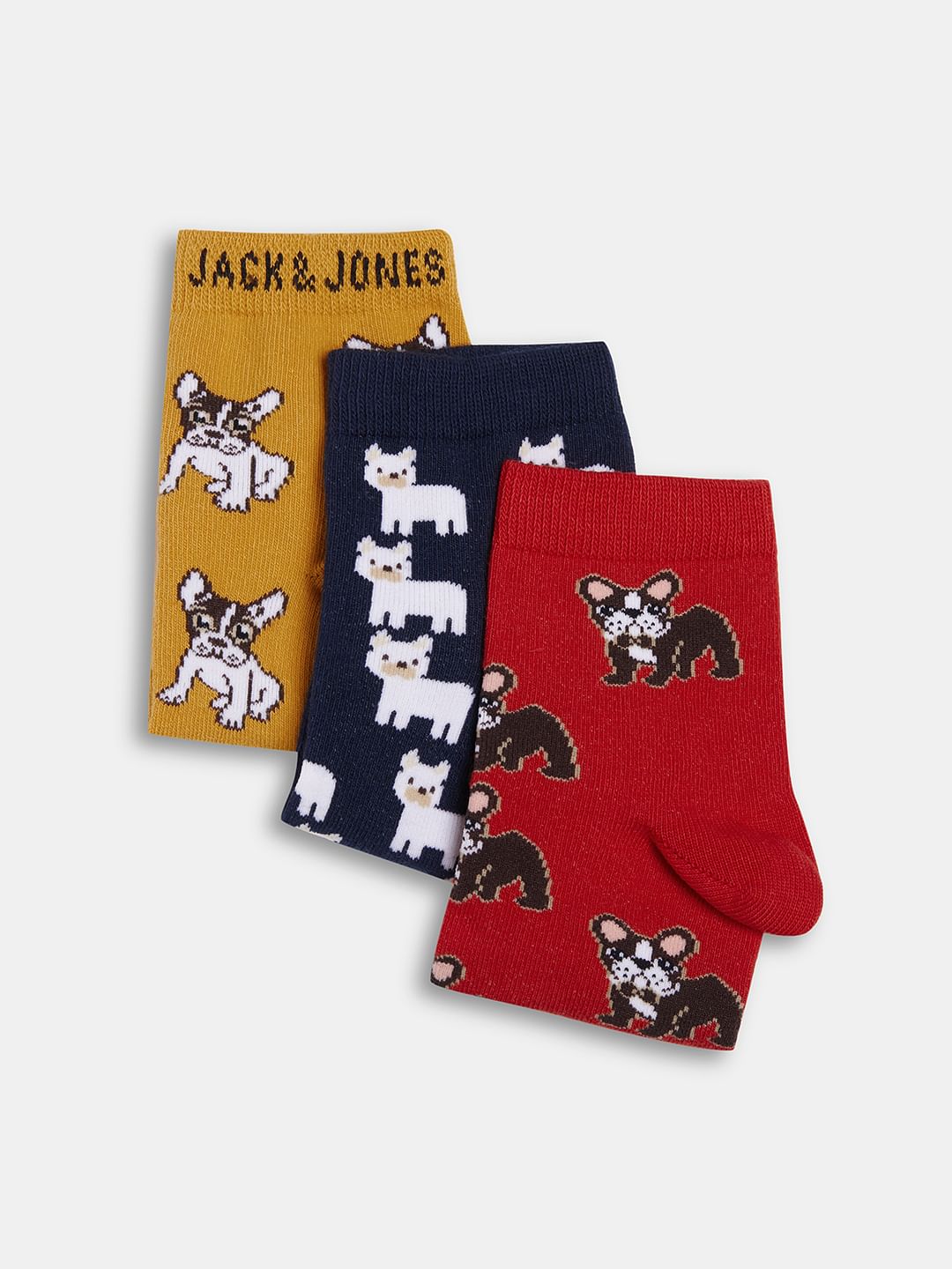 Boys Pack Of 3 Jacquard Printed Socks