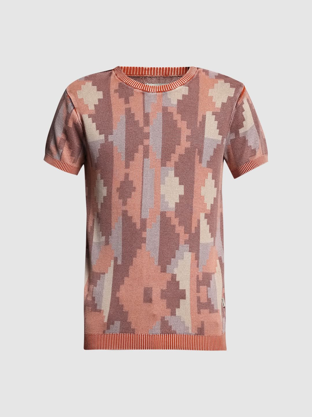 BROWN PRINTED T-SHIRT