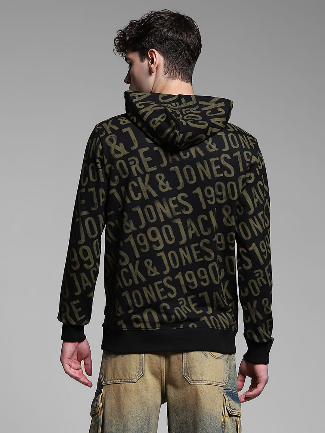 Bronze Green Printed Hooded Sweatshirt